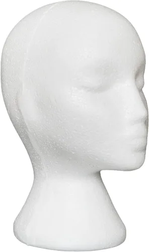 Maniquí de espuma, modelo de cabeza femenina para exhibir pelucas y sombreros, maniquí de espuma blanco (gris)