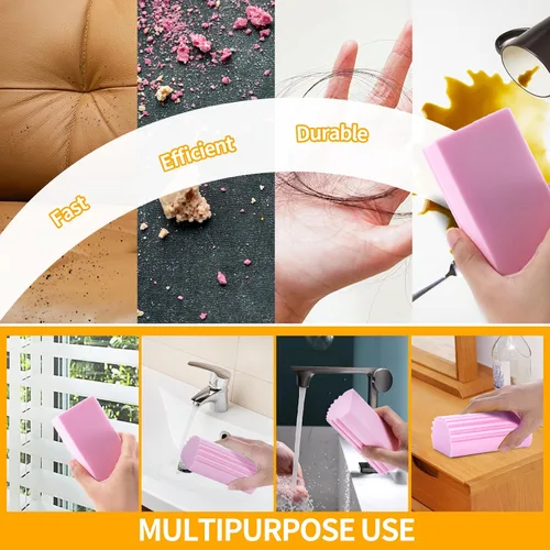 Miniatura 6 de COBETE Esponja limpiadora húmeda, paquete de 4 borradores de esponja mágica, esponja reutilizable para polvo húmedo, limpieza del hogar para Rosa