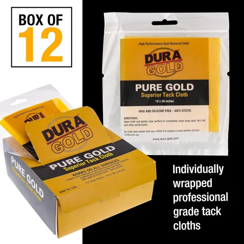 Miniatura 2 de Dura-Gold - Paño de tachuela superior de oro puro (paquete de 12), carpintería, pintura automotriz, pintura de autocuerpo, paños para pintores
