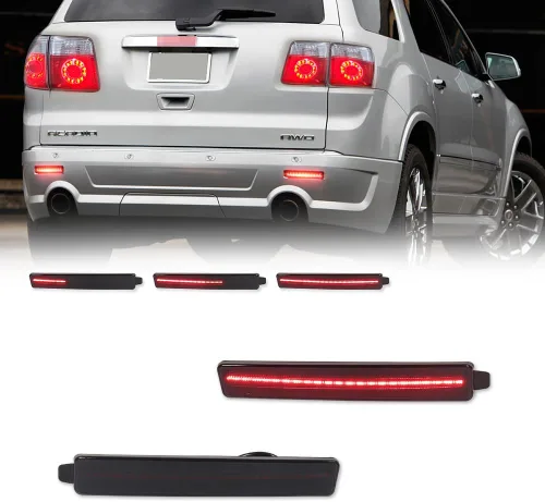 Miniatura 8 de Lente roja Parachoques trasero Reflector Luces Freno cola Señal de giro trasera Lámparas antiniebla para Cadillac SRX Chevrolet Traverse GMC Acadia