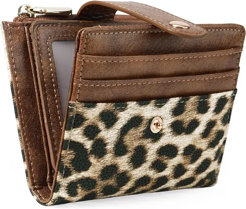 Miniatura 13 de GOIACII - Cartera pequeña para mujer de cuero genuino con bloqueo RFID, bolsillo con cremallera, plegable, tarjetero con ventana