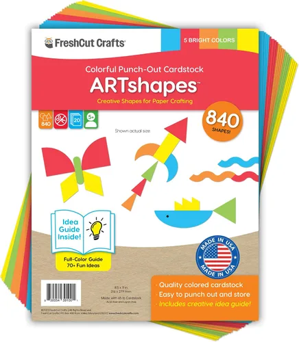 Miniatura 12 de ARTshapes - Paquete de 840 formas de papel creativas con guía de más de 70 ideas, cartulina hecha en Estados Unidos, suministros de manualidades DIY