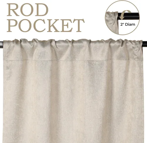 Miniatura 4 de BLUENILEMILLS Paneles de cortinas opacas para oscurecer la habitación con bolsillo para barra, cortinas perfectas para ventanas de cocina, Beige