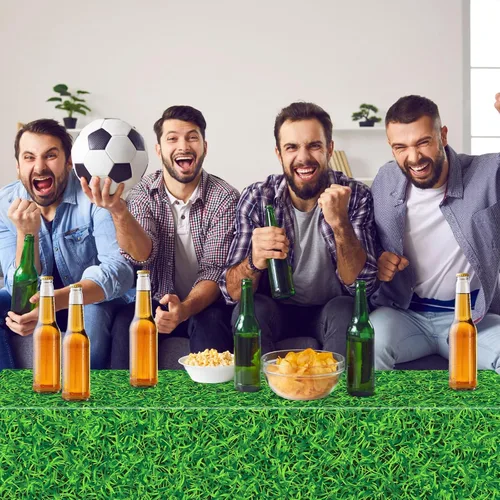 Miniatura 5 de Mixweer 6 manteles de plástico para césped de golf, decoraciones de fiesta de cumpleaños, 54 x 108 pulgadas, mantel rectangular de plástico