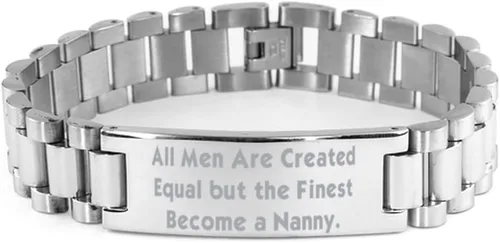 Brilliant Nanny Gifts, All Men Are Created, Useful Graduation Ladder Bracelet Gifts Idea For Friends, Nanny Gifts From Boss, Funny engraved bracelet