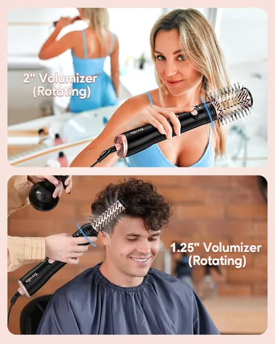 Miniatura 3 de Terviiix - Cepillo de aire caliente 4 en 1, estilizador de 1000 W con 2 cepillos redondos giratorios Volumizing Blowout Styler to Finish