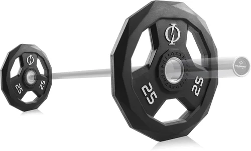 Miniatura 4 de Philosophy Gym Juego de 2 discos de peso con agarre olímpico recubierto de goma, placas olímpicas de 2 pulgadas, color negro