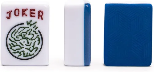 Miniatura 6 de Juegos de Mahjong Americano de Yellow Mountain Imports, Marea Azul - Estuche Blando Azul, 4 Soportes Todo-en-Uno con Empujadores, Monedas