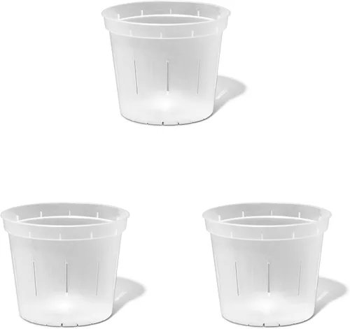 Miniatura 2 de Maceta para orquídea transparente, ranurada, de 6 pulgadas, paquete de 3 unidades., Crystal Clear Cristal transparente
