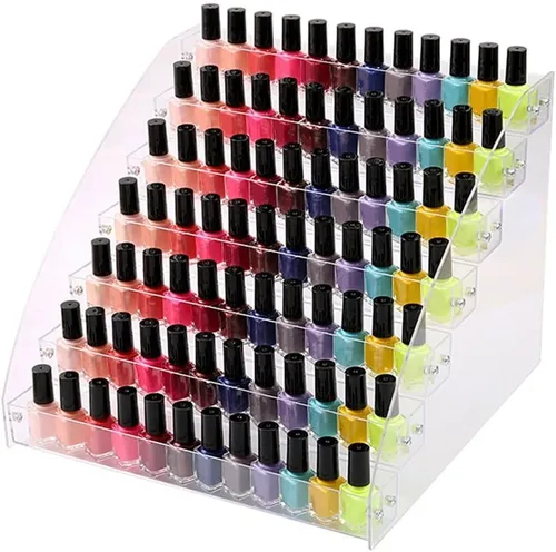 Miniatura 6 de Soportes de exhibición de acrílico de 3 niveles para aceites esenciales, organizador de lápiz labial, esmalte de uñas, estante para tocador