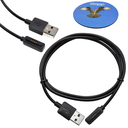 HQRP Paquete de 2 cables de carga USB compatibles con ASUS ZenWatch-2 WI501Q WI502Q Smartwatch ZenWatch2 WI502Q-SL-BD-Q WI501Q-2J-GB2 Cable de