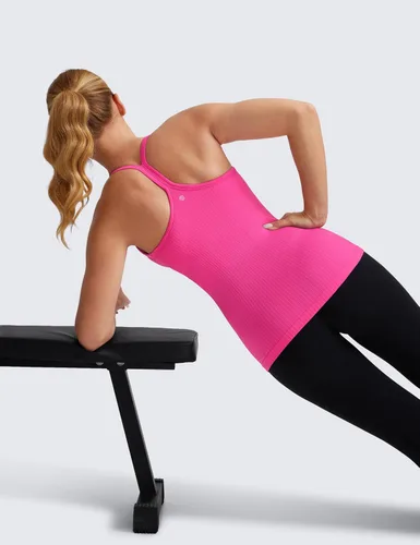 Miniatura 3 de CRZ YOGA - Camisetas deportivas para mujer, sin mangas, sin costuras, con espalda cruzada y brasier incorporado, camisetas para entrenamiento
