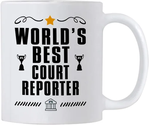 Casitika Regalos para reportero de la corte. Taza de café de informes judiciales de 11 onzas. El mejor reportero del mundo. Idea de regalo para