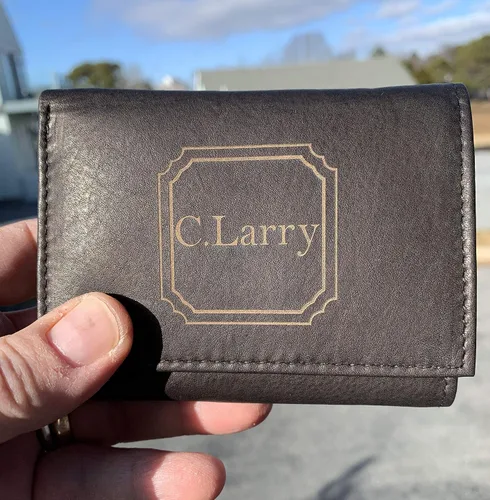 Miniatura 4 de Genuine Leather Tri Fold Personalized Mens Wallet (777)