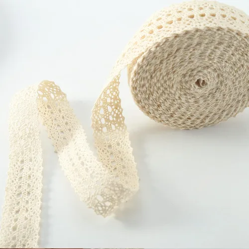 Cinta de encaje de 20 m, ribete de encaje de algodón beige, estilo vintage, cinta decorativa para costura, artesanía, decoración de boda (20 m,
