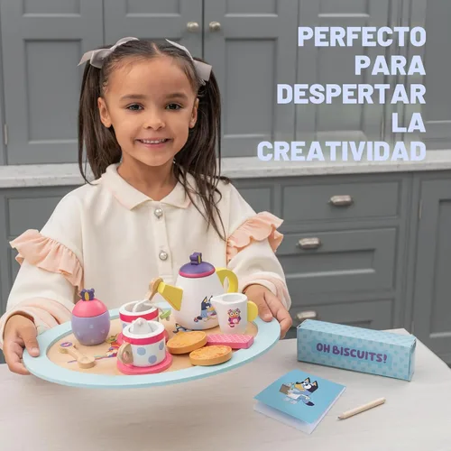Miniatura 4 de 8th Wonder Bluey Toys - Juego de Fiesta de Té de Madera, Juego de Té Duradero de 18 Piezas con Bandeja, Tetera, Cucharaditas y Más, Juego