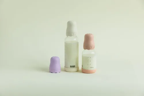 Miniatura 5 de BIBS Boheme - Botella de cristal para bebé, 4.1 fl oz, anticólicos, pezón redondo de látex de goma natural. Apoya la lactancia materna natural