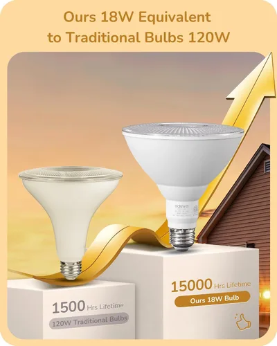 Miniatura 5 de EDISHINE PAR38 Bombillas LED de inundación para exteriores, paquete de 2 unidades, equivalente a 120 W, regulable, impermeable, bombilla LED