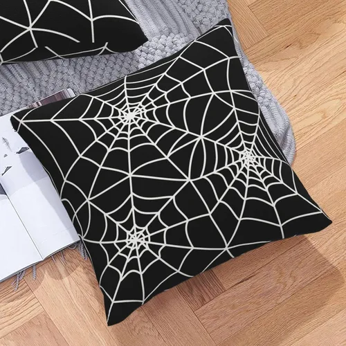 Miniatura 7 de Juego de 2 fundas de almohada de Halloween de 16 x 16 pulgadas, fundas cuadradas de lino decorativas de lino para el hogar, la cama o el sofá