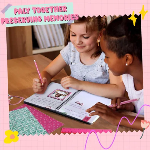 Miniatura 4 de EDUMAN Kit de diario rosa para niñas, juego de papelería, juego de diario para adolescentes y adolescentes, juego de suministros para álbumes
