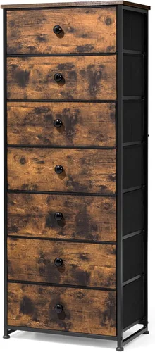 Miniatura 16 de Crestlive Products Cajonera alta, torre de almacenamiento de 7 cajones de tela, cómodas - Unidad organizadora vertical para dormitorio, pasillo