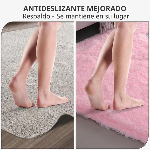Miniatura 5 de Alfombra peluda para dormitorio, sala de estar, 2 x 6 pies, antideslizante, esponjosa, suave, alfombra lanuda beige y blanca para sala de estar