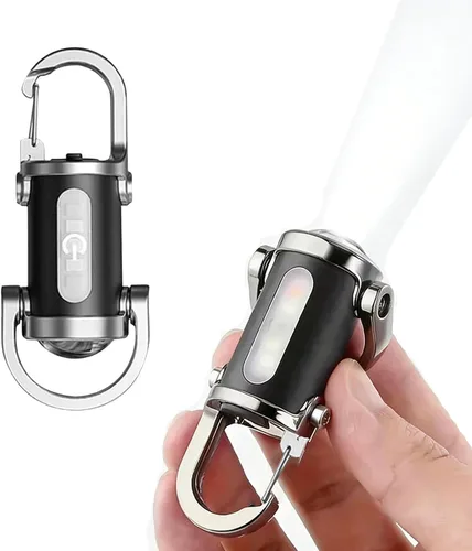 2 mini linternas de llavero, linterna recargable USB brillante portátil con múltiples modos de luz impermeables para senderismo, campamento, caminar