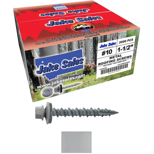 Miniatura 15 de 10 tornillos para techos de metal gris ABC de 1-1/2 pulgadas, cabezal de arandela hexagonal, arranque automático/roscado, arandela EPDM. 1 bolsa