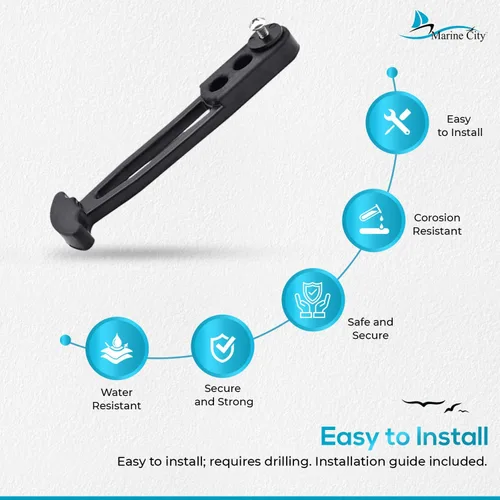Miniatura 4 de MARINE CITY Boat Strap Boarding Latch Band with Bungee Rope & Rubber Holder, Mounting Holes for Boats, Yachts, RVs & Ladders