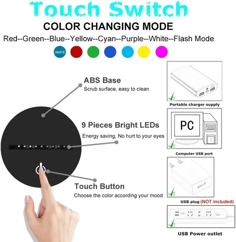 Miniatura 5 de Lámpara de ilusión de avión 3D con luz nocturna de avión con 7 colores cambiantes, control táctil con cable USB, LED, juguete de combate, lámparas