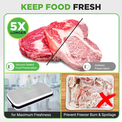 Miniatura 6 de NutriChef Bolsas selladoras al vacío de 8 x 50 pulgadas, paquete de 2 unidades compatibles con todas las marcas, grado comercial, resistentes