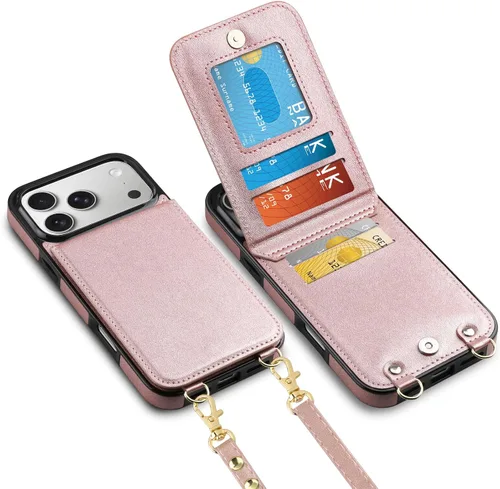 Miniatura 41 de Vofolen Funda para iPhone 11 con tarjetero con bloqueo RFID, correa ajustable, cierre magnético, resistente, a prueba de golpes, funda protectora