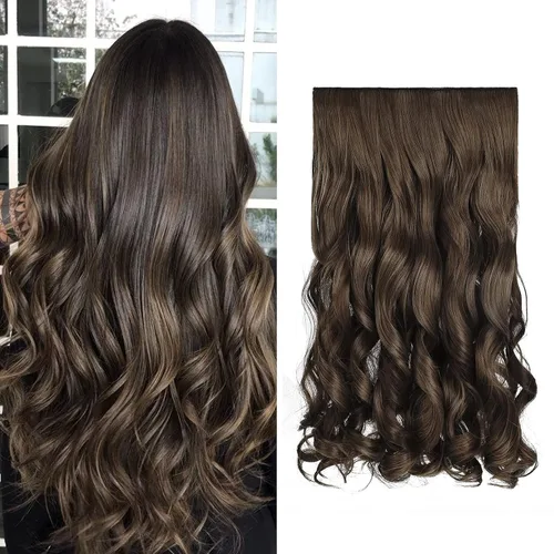 Miniatura 18 de REECHO Extensiones de cabello rubio, extensiones de una pieza con clip de 20" para mujer, extensiones de cabello sintético suave y natural con ondas