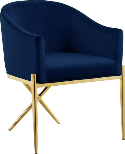 Miniatura 11 de Meridian Furniture Xavier Collection Modern Silla de comedor tapizada de terciopelo contemporáneo con patas de acero resistentes en forma de X