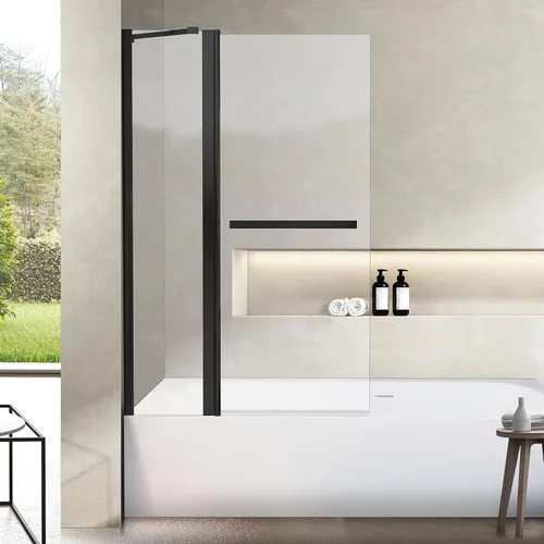 Miniatura 16 de Puerta de ducha con columpio para bañera, 30 pulgadas de ancho x 55 pulgadas de alto, puerta de baño con sello inferior, puerta de vidrio plegable