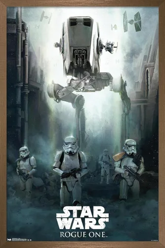 Miniatura 15 de Trends International Star Wars: Rogue One - Póster de pared de asedio, 14.725 x 22.375 pulgadas, versión enmarcada de madera de granero