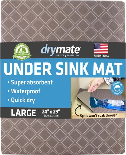 Miniatura 17 de Tapete Premium Drymate para Debajo del Fregadero, Tapetes Impermeables de Protección para Gabinetes de Cocina y Baño, Forros Absorbentes