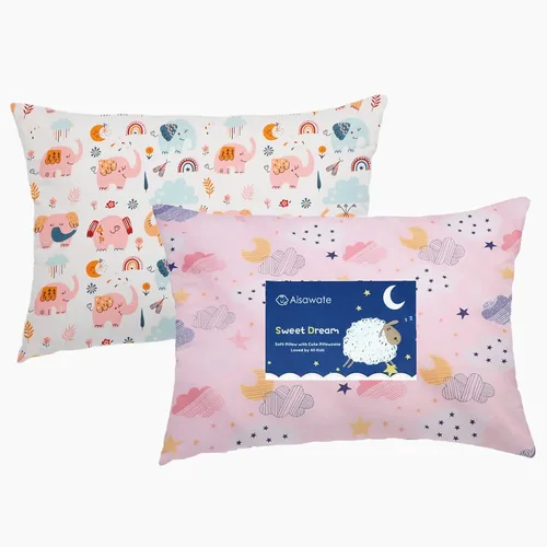 Miniatura 7 de Funda de almohada de viaje para niños, 2 paquetes de fundas de almohada 100% algodón para niños pequeños para ropa de cama, funda de almohada de 14