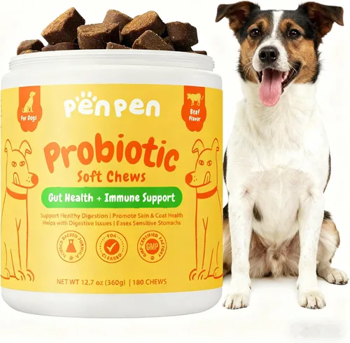 PENPEN Probióticos para perros, probióticos para la salud digestiva, mezcla de probióticos y enzimas que promueven la salud intestinal y el apoyo