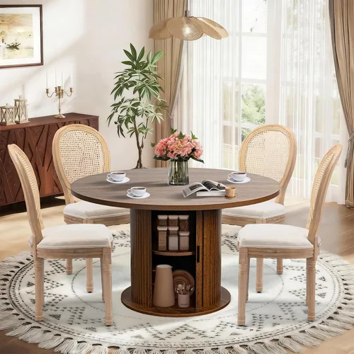 Miniatura 21 de SoarFlash Juego de mesa de cocina y sillas para 4, juego de mesa de comedor de 47 pulgadas para 4 personas con sillas tapizadas de terciopelo, juego