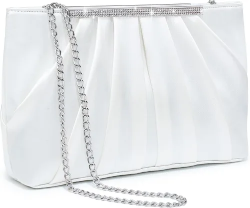 Miniatura 12 de Dasein - Bolsos de mano elegantes con pliegues para mujer, bolsos formales de noche con diamantes de imitación para bodas, fiestas, graduaciones