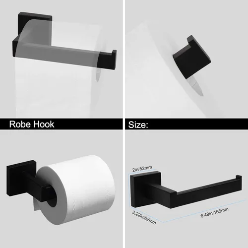 Miniatura 3 de Ralbay Toallero de baño, juego de 5 piezas de accesorios de baño de acero inoxidable de alta calidad, juego de toallero montado en la pared