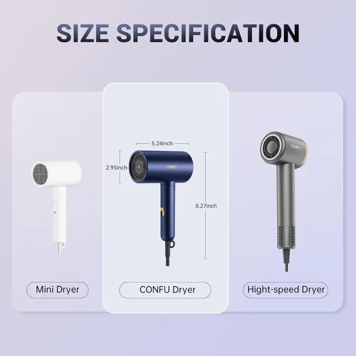 Miniatura 9 de CONFU Secador de pelo difusor para cabello rizado, secado rápido de 1500 W con difusor para mujeres, secador de pelo de iones negativos compacto