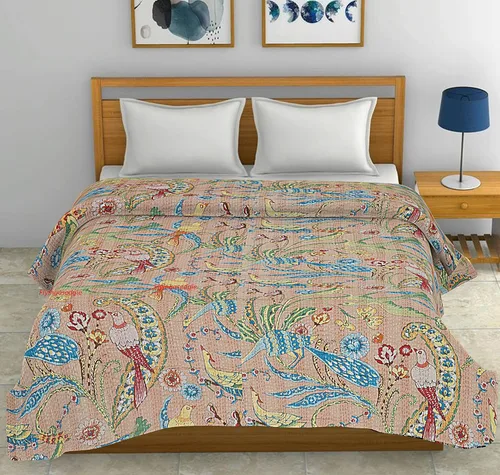Miniatura 2 de Colcha india hecha a mano con estampado de pavo real, hippie grande, de algodón, tamaño Queen, Gudri, bohemia, manta