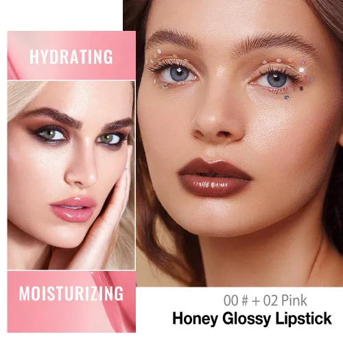 Miniatura 2 de Kaely - 2 piezas de bálsamo labial tintado de miel, lápiz labial de brillo hidratante para labios secos de mujer, maquillaje de mancha de brillo