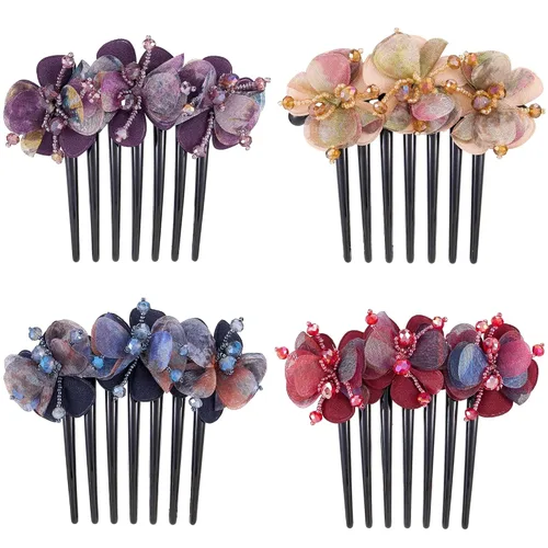 Miniatura 18 de Peine lateral de perlas para mujer, peines de pelo con diamantes de imitación, 7 dientes, accesorios de cristal vintage, accesorios para tocados