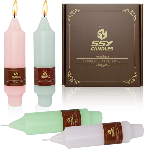 Miniatura 15 de Velas cónicas cortas de 5 pulgadas, velas sin aroma hechas a mano, juego de 4 con tiempo de combustión largo, velas retorcidas para boda, hogar
