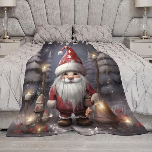 Miniatura 6 de Manta de Navidad de gnomo, manta de Navidad suave y cálida de 30 x 40 pulgadas, manta de franela cálida para cama, sofá, regalos para niños