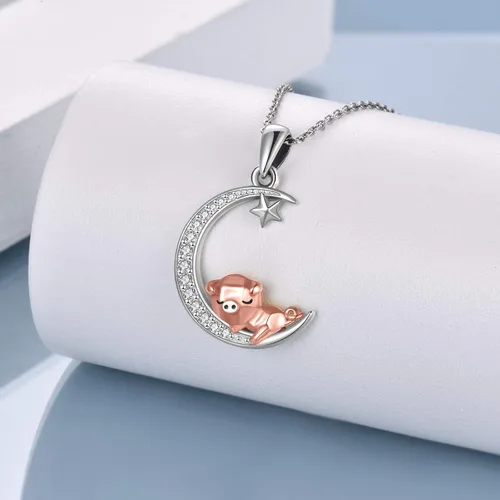 Miniatura 3 de ONEFINITY Collar de cerdo de plata de ley S925, collar de cerdo de origami para mujer