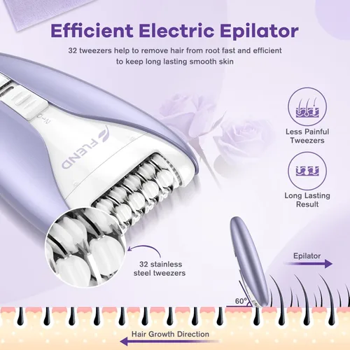 Miniatura 5 de Depiladora para mujer, dispositivo de depilación facial silencioso, tecnología de deslizamiento suave, 2 velocidades y 36 pinzas, depiladora suave